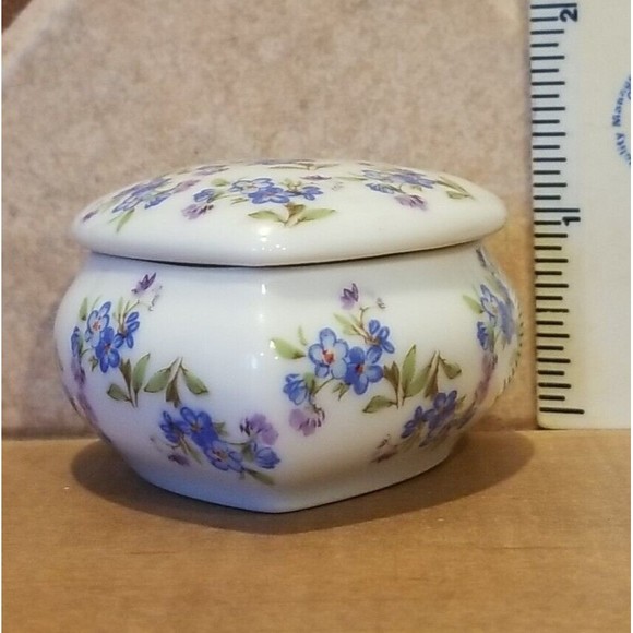 Limoges LEC Fine Blue Flower Heart Shape Valentine Old French France Trinket Box - Picture 14 of 16